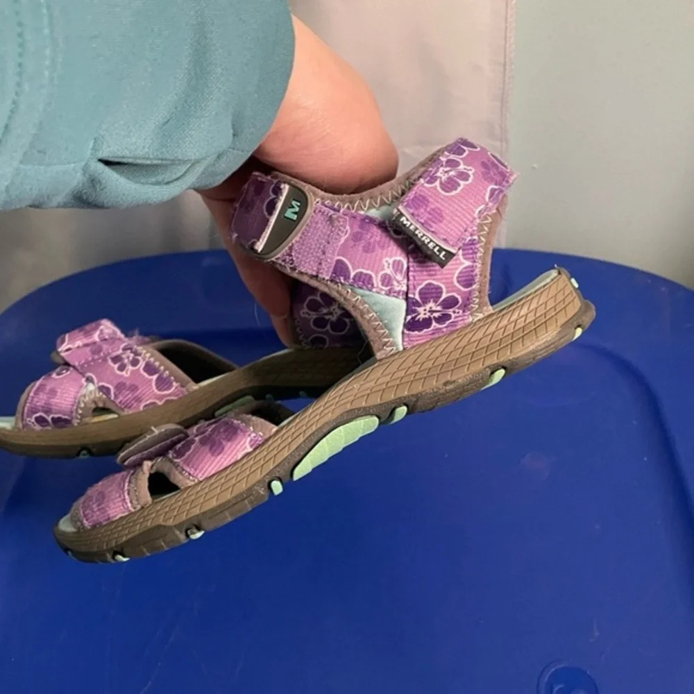 Girls Merrell Surf‎ Strap Sport Sandal Grey & Purple Youth Size 2M